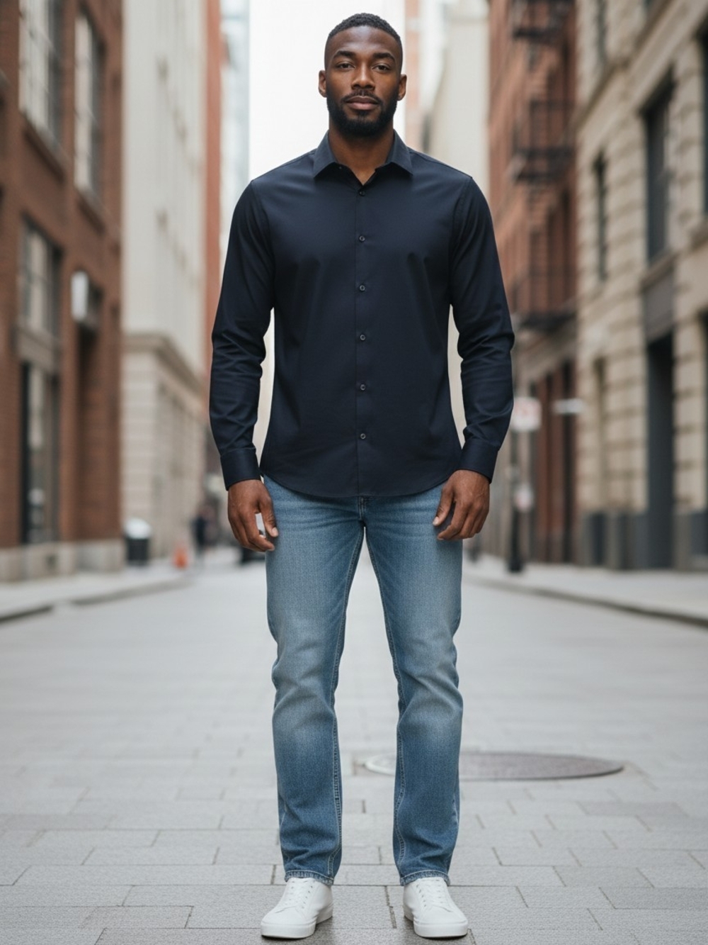 Johnny Bigg Men's Classic Long-Sleeve Button-Down Shirt - Navy NWT Size 5X